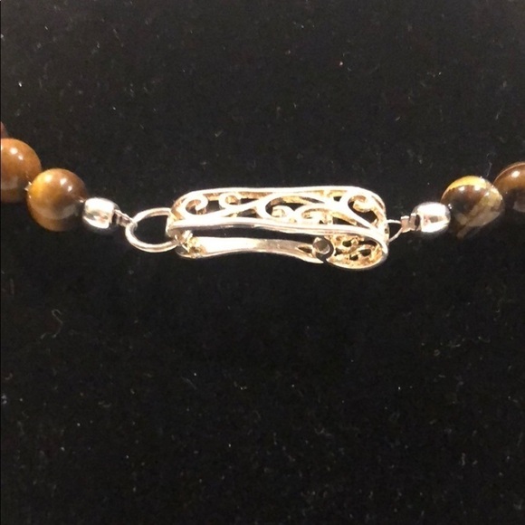 Hand made Tiger Eye beads necklace with Silver plated art deco snap closure - Picture 7 of 12